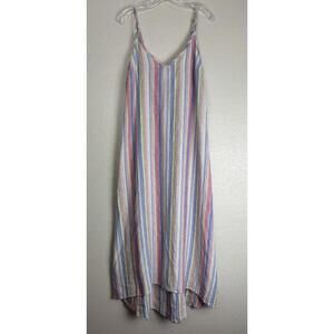 C & C California Pastel stripe linen maxi Sundress L 1845
